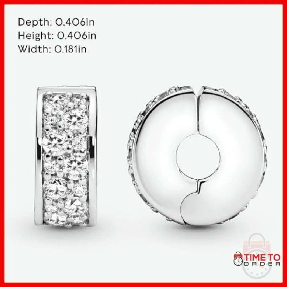 Sterling Silver Cubic Zirconia Clip Charm for Bracelets